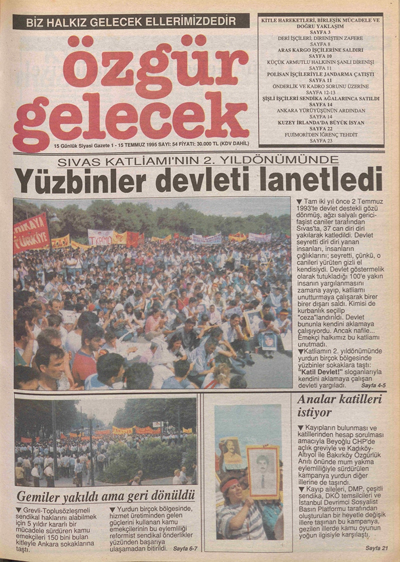 Özgür Gelecek Gazetesi Sayı 54