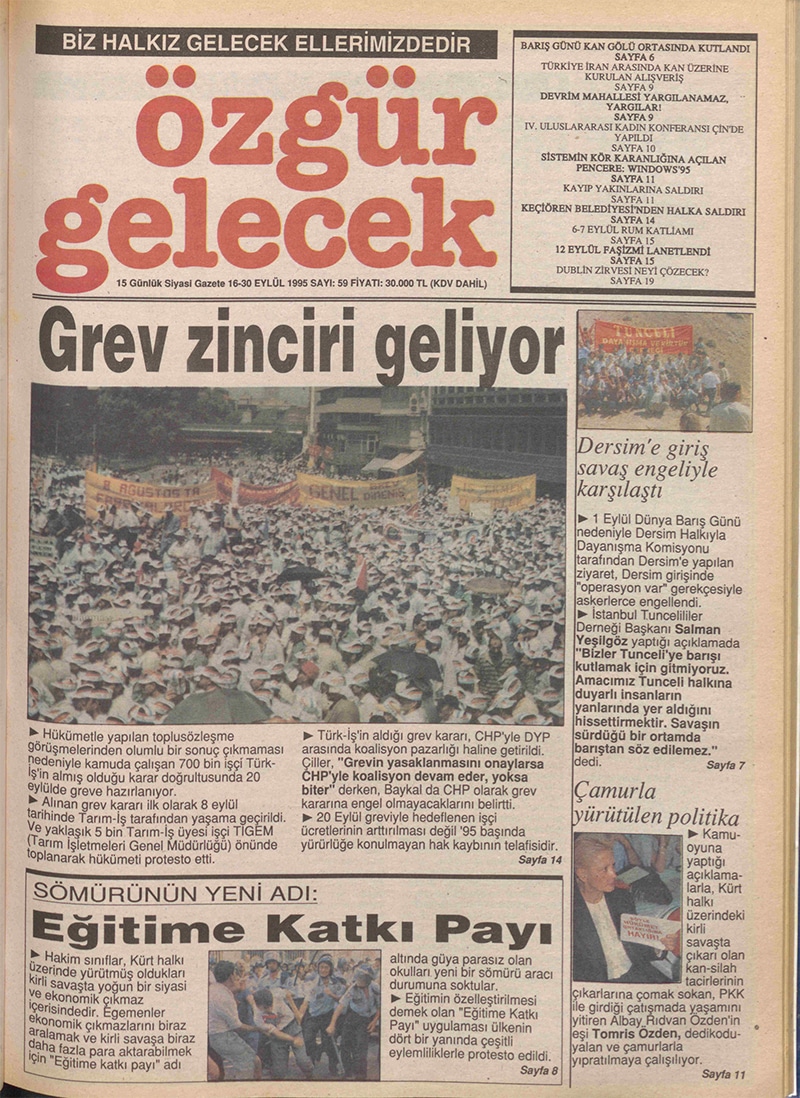 Özgür Gelecek Gazetesi Sayı 59